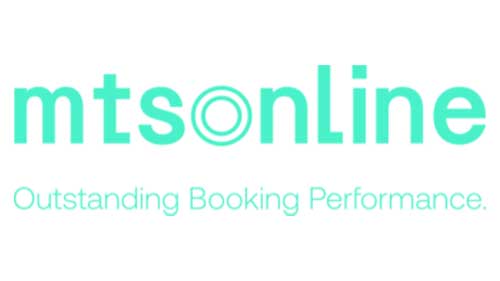MTS-Online-Logo mit blaugrünem Slogan: „Outstanding Booking Performance“. Von der Full-Service-Werbeagentur.