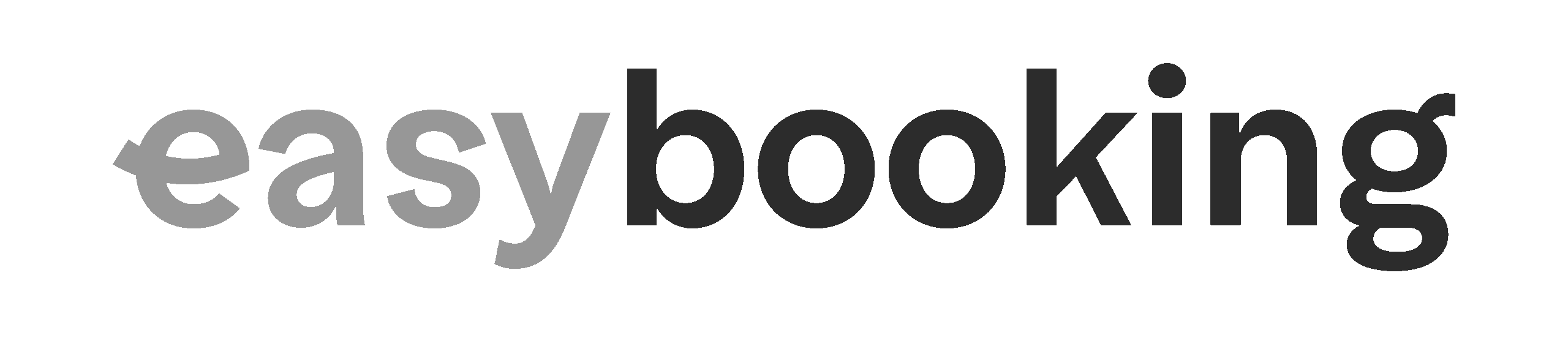 Das Wort easybooking in fetter, hellgrau-schwarzer Verlaufsschrift von einer Full-Service-Werbeagentur.