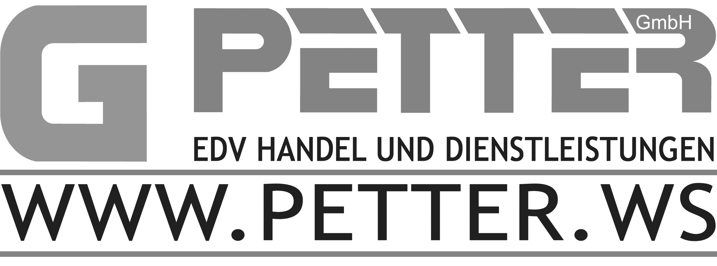 Logo für G Petter GmbH, Full Service Werbeagentur, IT-Dienstleistungen und Handel, www.petter.ws abgebildet.