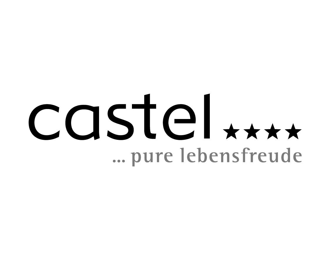 Castel-Logo mit vier Sternen und dem Text: ...pure Lebensfreude.