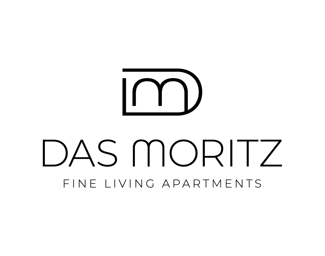Das Moritz Logo mit Fine Living Apartments Text auf hellgrauem Hintergrund.