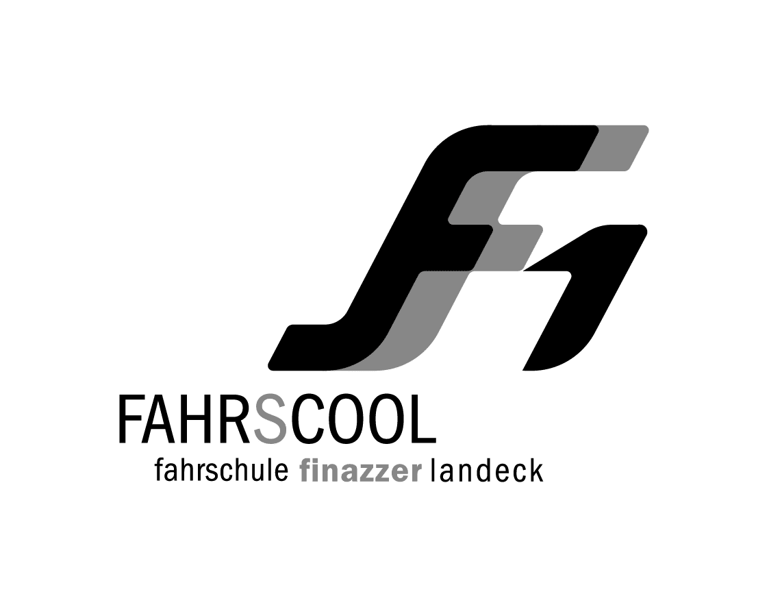 Logo der Fahrschule Fahrscool mit einer stilisierten schwarz-grauen F1-Grafik.