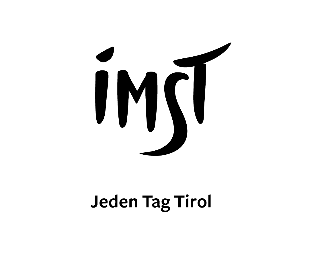 Schwarzes stilisiertes imst-Logo über dem Text Jeden Tag Tirol auf weißem Hintergrund.