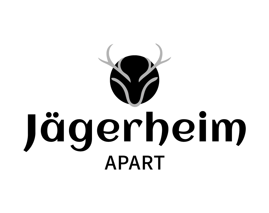 Logo mit Geweih über einem schwarzen Kreis, darunter der Text Jägerheim APART.