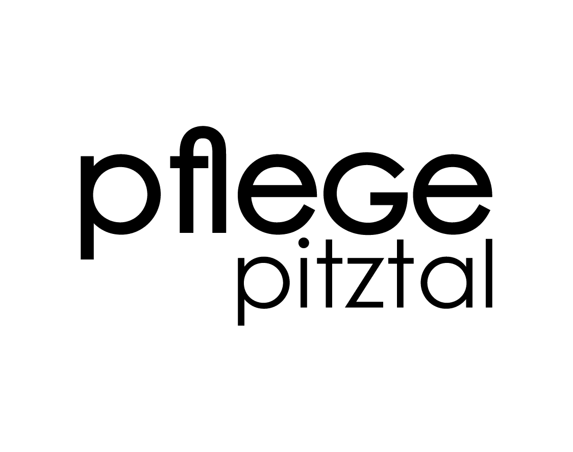 Das Textlogo lautet pflege pitztal in modernen, schwarzen Kleinbuchstaben auf hellem Hintergrund.