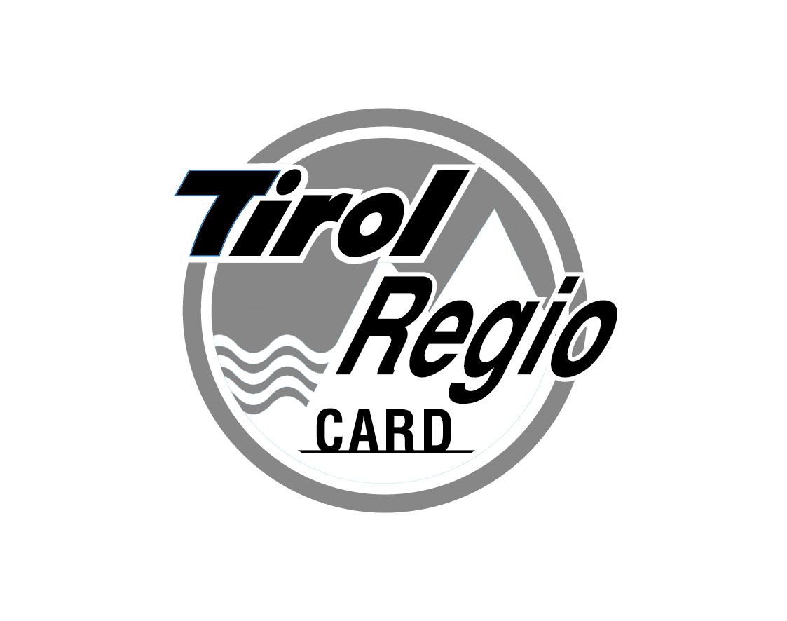 Logo mit Text Tirol Regio Card und grafischen Elementen Berg, Welle und Kreis.